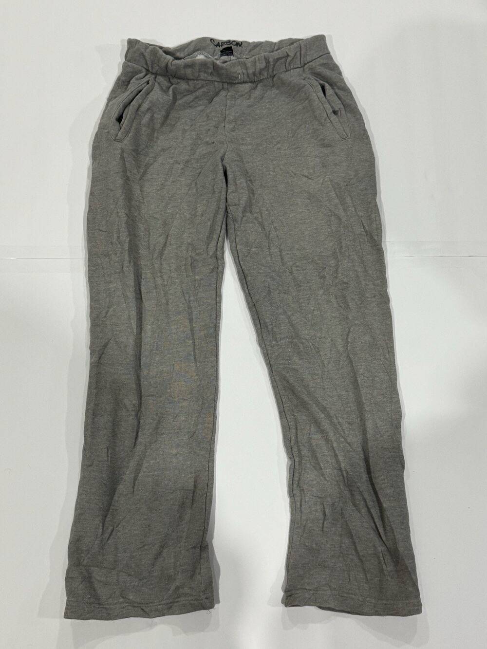 Carbon Joggers Pants Mens Size S Gray French Terry Pocket Elastic Waist